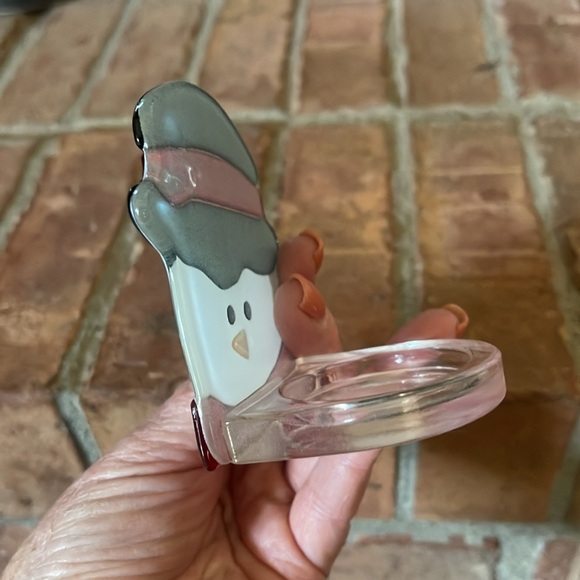 NIB PartyLite Santa & Snowman Glass Tealight Pair P9466 - Picture 6 of 8